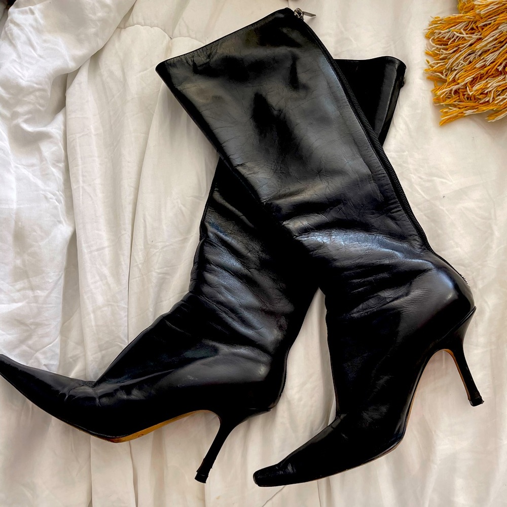 Jimmy Choo Black Leather Heeled Boots